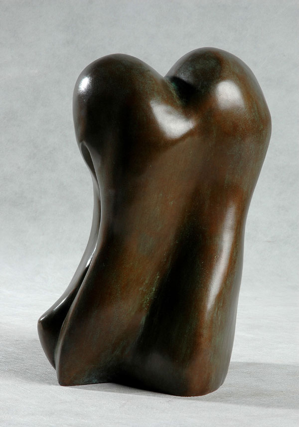 Wax polished abstract bronze sculpture of Body Forms - front view