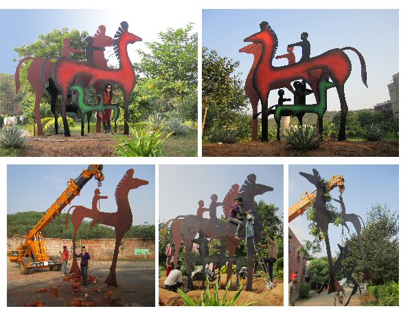Click here for more images of Horses & Riders, a steel sculpture installation in India
