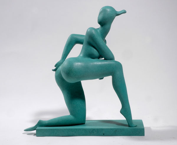 "Looking Back" an original bronze sculpture by contemporary Chinese sculptor Zhang Yaxi