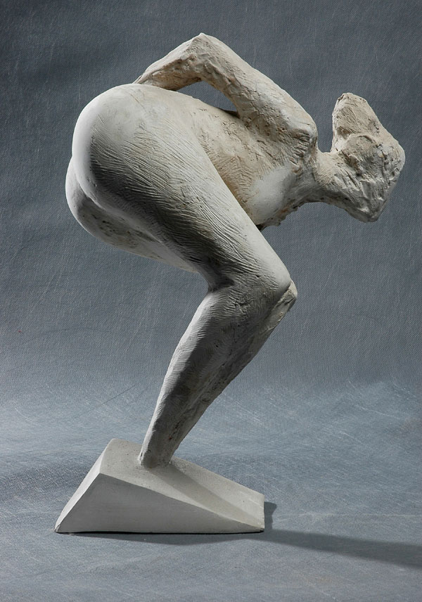 Looking Out - a stylized nude sculpture by Zhang Yaxi