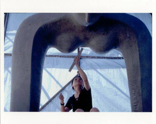 Zhang Yaxi at work on The Gate of Life - an urban sculpture for the city of Changchun in Jilin Province, China