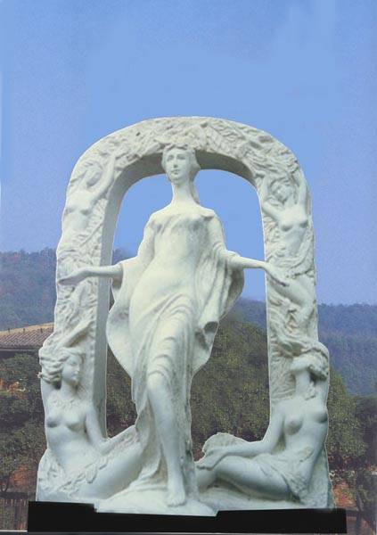 A monumental sculpture in marble by Chinese sculptor Zhang Yaxi