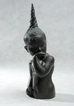 Click here for a larger view and details of "Chinese Child" a whimsical bronze sculpture by contemporary Chinese sculptor Zhang Yaxi