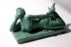 Click here for a larger view and details of "Lounging" a bronze sculpture by contemporary Chinese sculptor Zhang Yaxi