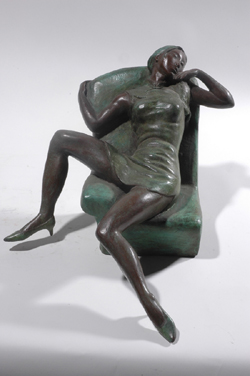 Click here for larger version and purchase details for "Provocation IV" an original bronze sculpture by contemporary Chinese sculptor Zhang Yaxi