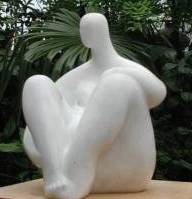 Click here for a larger view and details of "Seated" a white marble sculpture by contemporary Chinese sculptor Zhang Yaxi